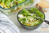 Зеленый салат с кукурузой и арахисом
